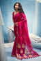 Uma Rani Pink Pure Munga Silk Handloom Weaving Organza Pallu Ready to Wear Saree