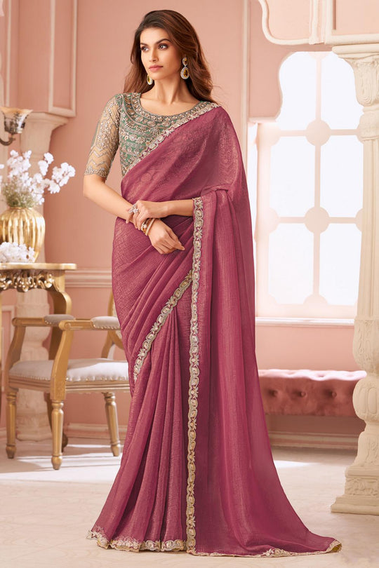 Miranda Mauve Georgette Designer Border Ready to Wear Saree