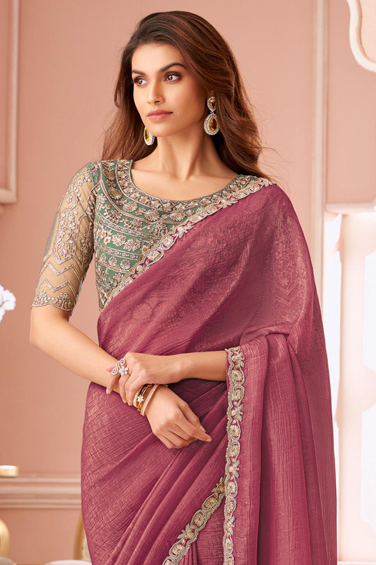 Miranda Mauve Georgette Designer Border Ready to Wear Saree
