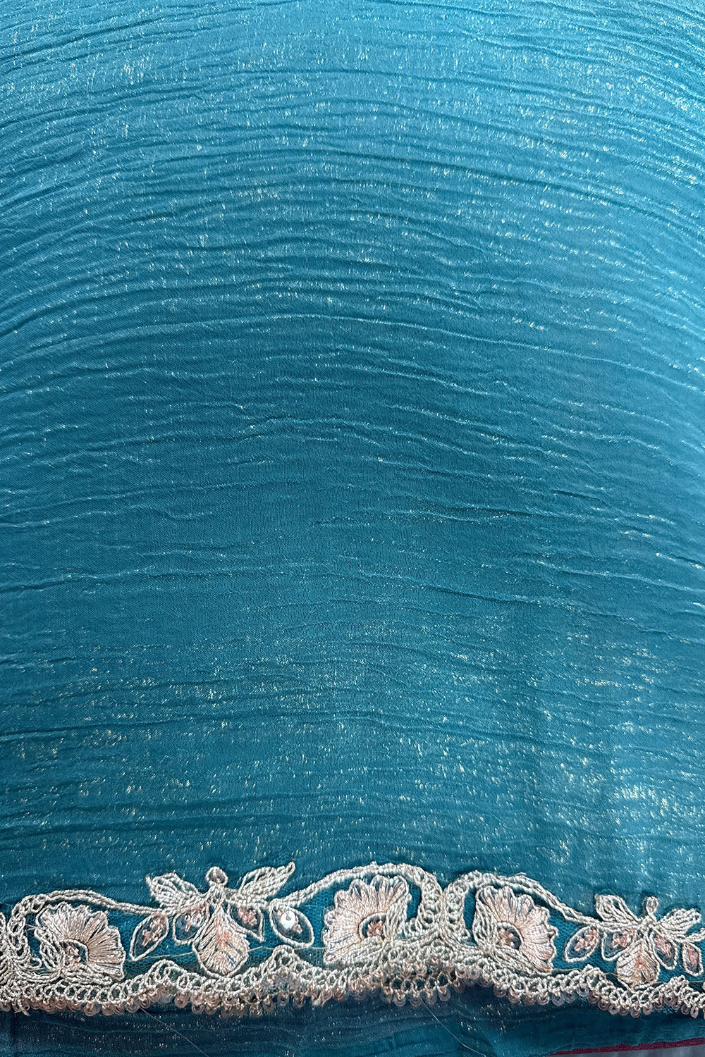 Miranda Teal Green Georgette Designer Border Ready to Wear Saree