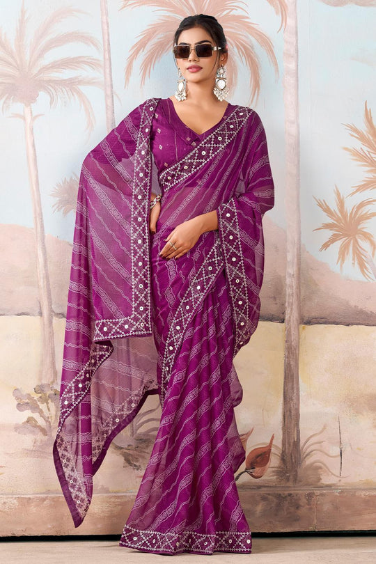 Samera Magenta Chiffon Embellished Ready to Wear Saree