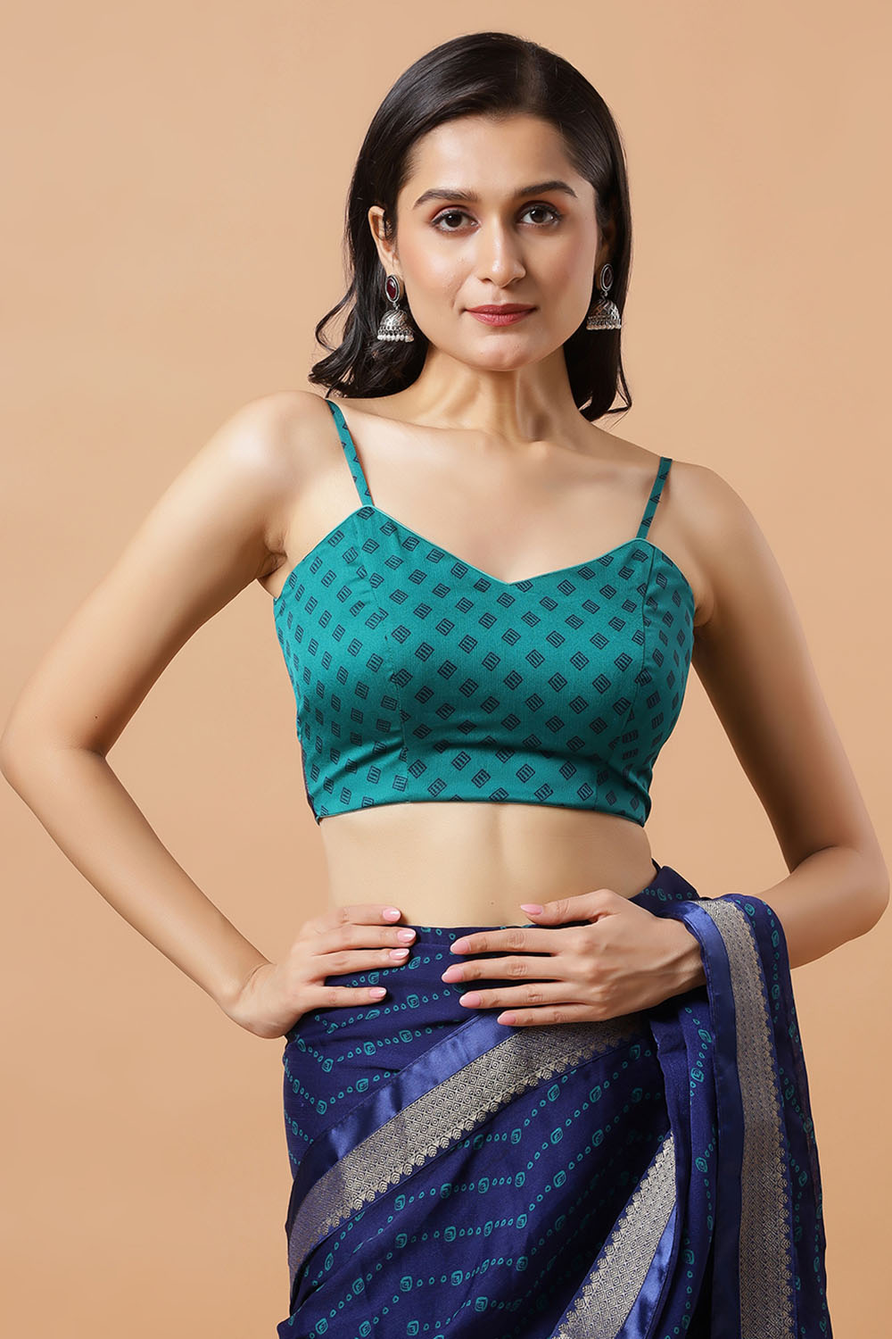 Betty Blue Crepe Printed Designer Skirt Ready to Wear Saree

