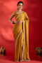 Tanya Mustard Satin Solid With Mirror Border Ready To Wear Saree