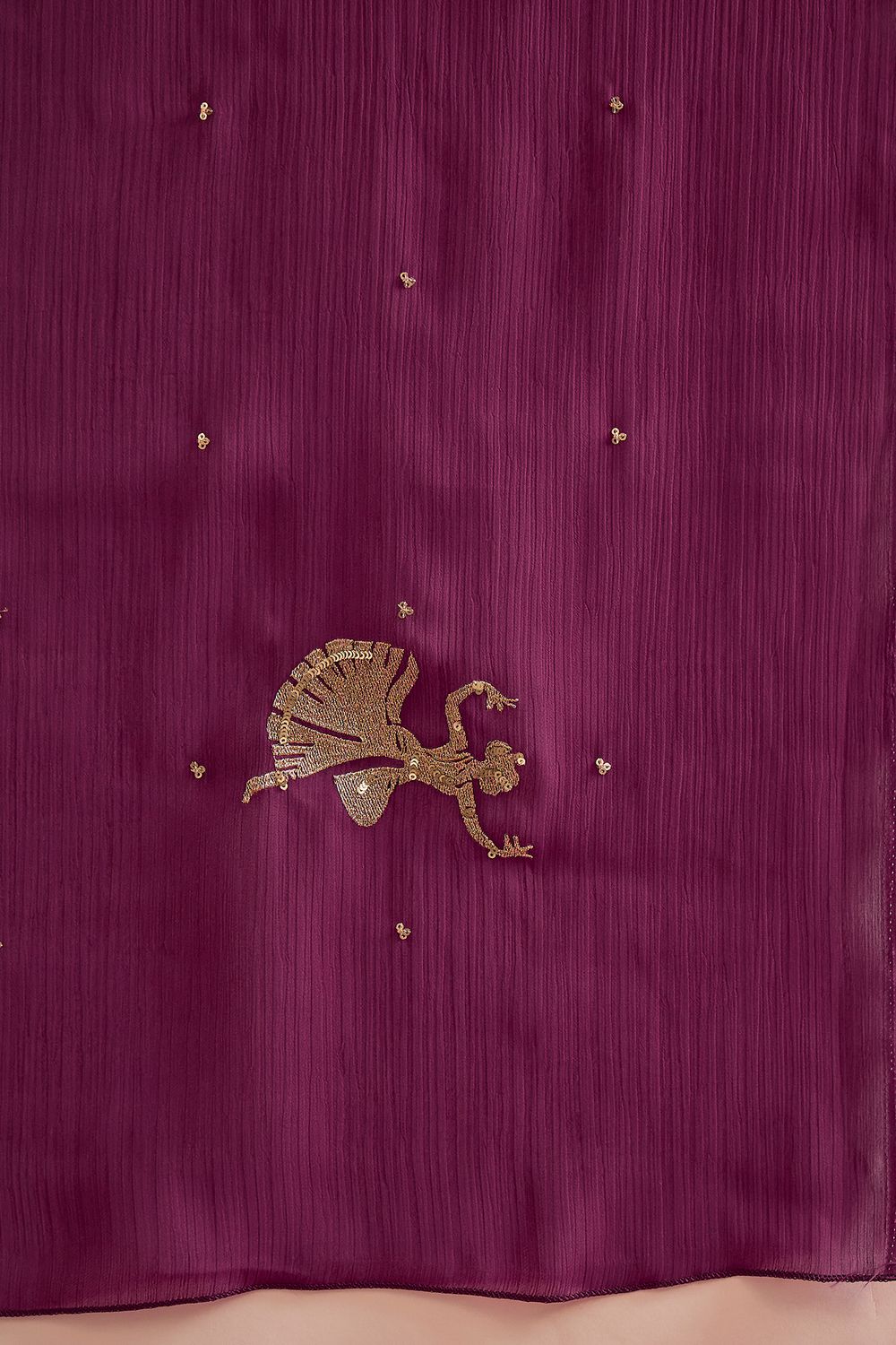 Sensa Wine Satin Sequins With Embroidered Ready To Wear Saree
