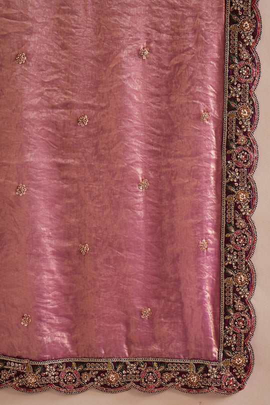 Sensa Purple Satin Sequins With Beads Embellished Ready To Wear Saree