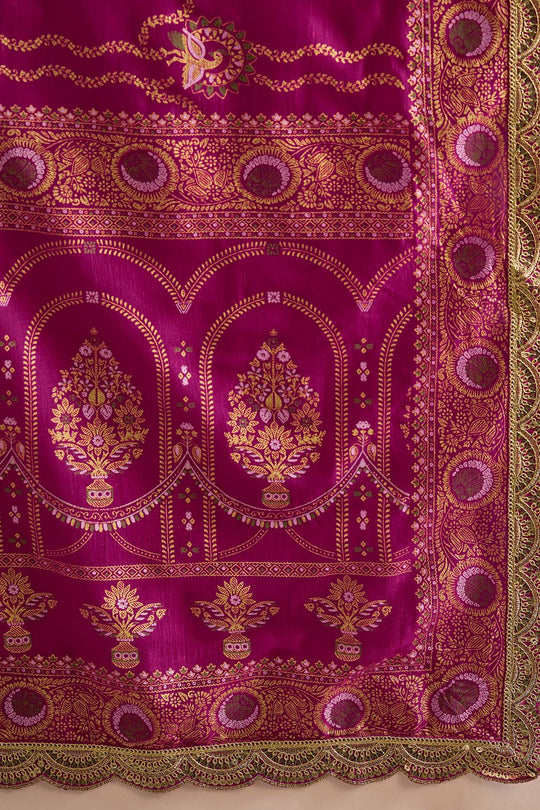 Chyna Pink Vichitra Silk Embroidered Ready To Wear Saree