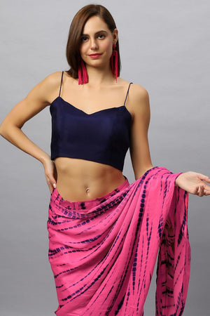 Skye Navy Cotton Silk Spaghetti Strap Blouse