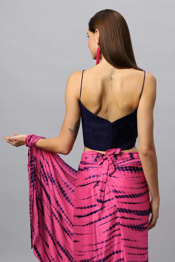 Skye Navy Cotton Silk Spaghetti Strap Blouse
