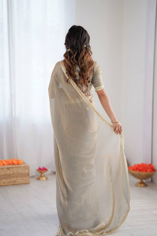 Soni Grey Designer Silk Ready to Wear Saree