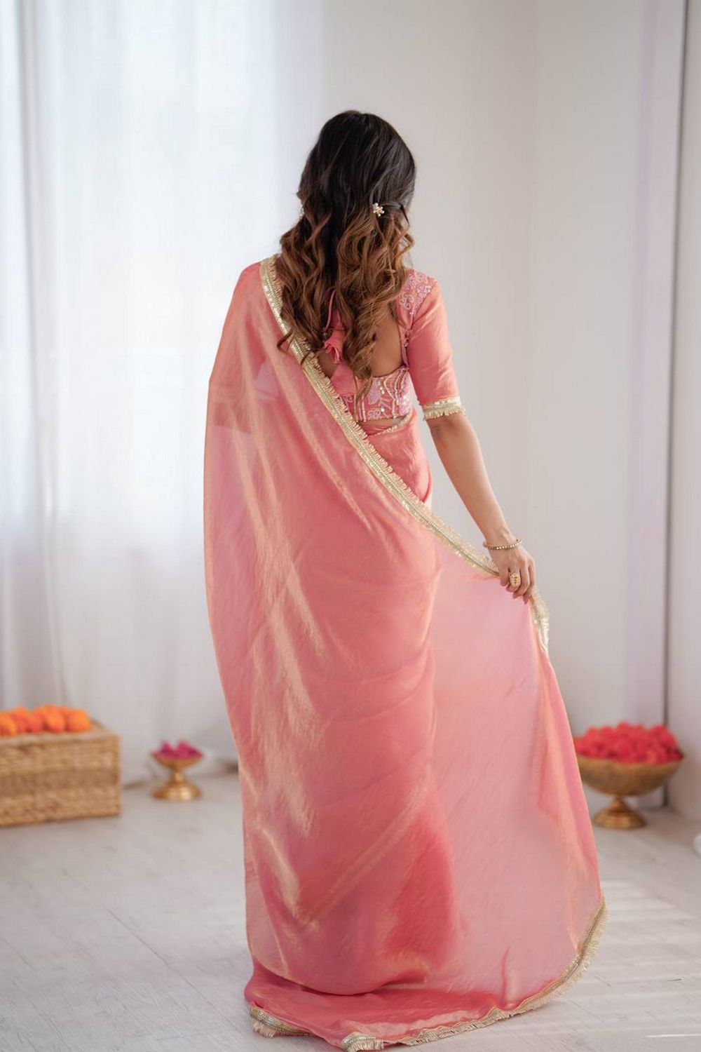 Soni Blush Pink Designer Silk Ready to Wear Saree