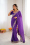 Disha Purple Georgette Bandhani Printed Ready to Wear Saree