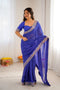 Disha  Blue Georgette Bandhani Printed Ready to Wear Saree
