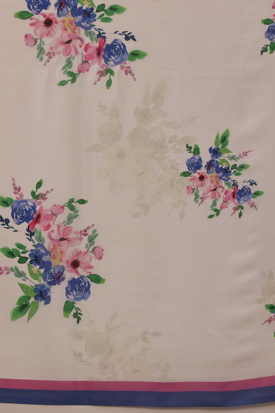 Corrine White Chiffon Floral Digital Printed Ready to Wear One Minute Saree