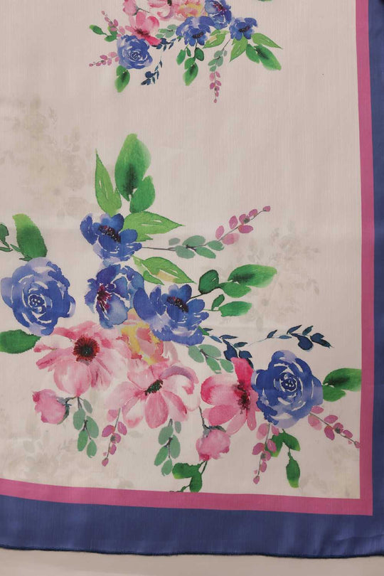 Corrine White Chiffon Floral Digital Printed Ready to Wear One Minute Saree