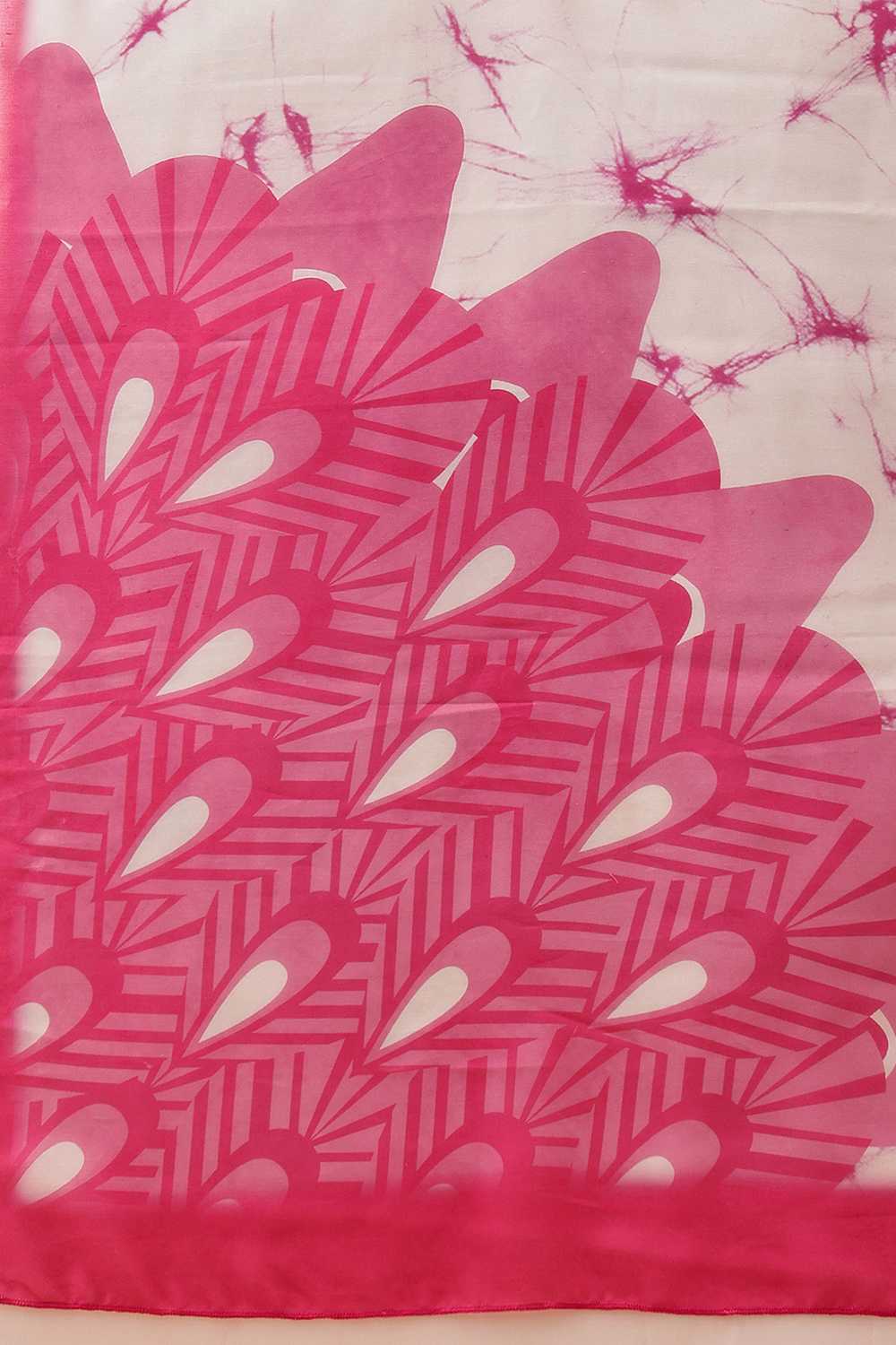 Eva Pink Mul Cotton Abstract Digital Printed Ready to Wear One Minute Saree