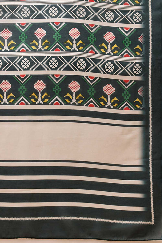 Eva Green Mul Cotton Ikat Digital Printed Ready to Wear One Minute Saree