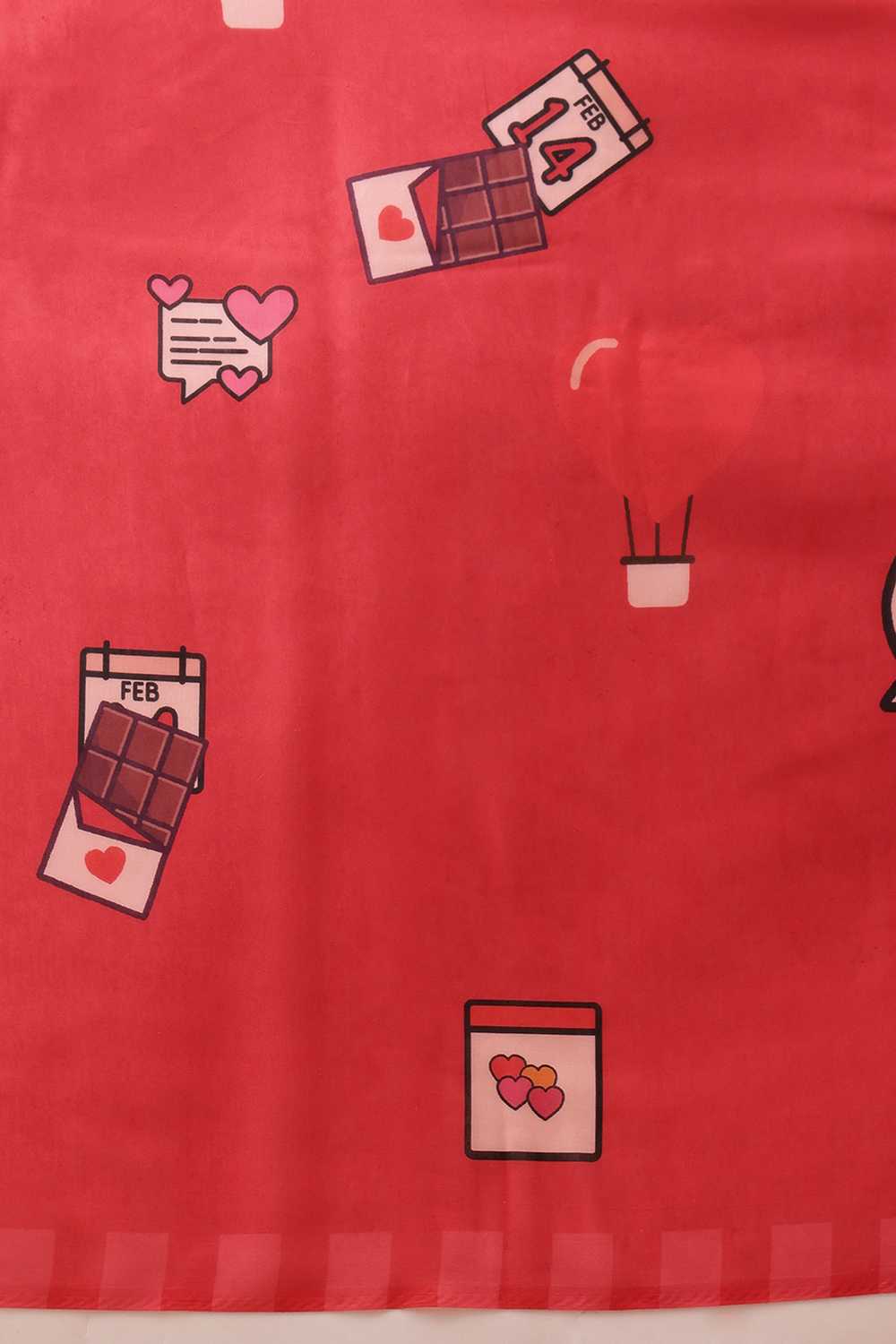 Eva Red Mul Cotton Abstract Digital Printed Ready to Wear One Minute Saree