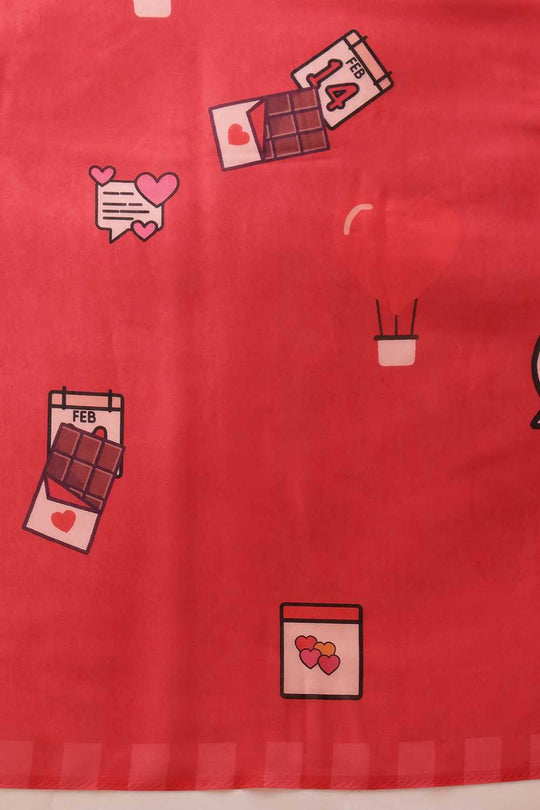 Eva Red Mul Cotton Abstract Digital Printed Ready to Wear One Minute Saree