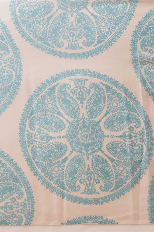 Eva Beige Mul Cotton Paisley Digital Printed Ready to Wear One Minute Saree