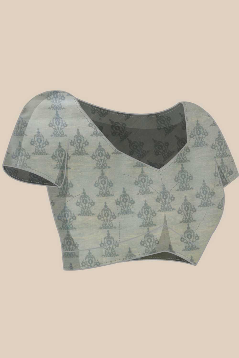 Eva Beige Mul Cotton Paisley Digital Printed Ready to Wear One Minute Saree