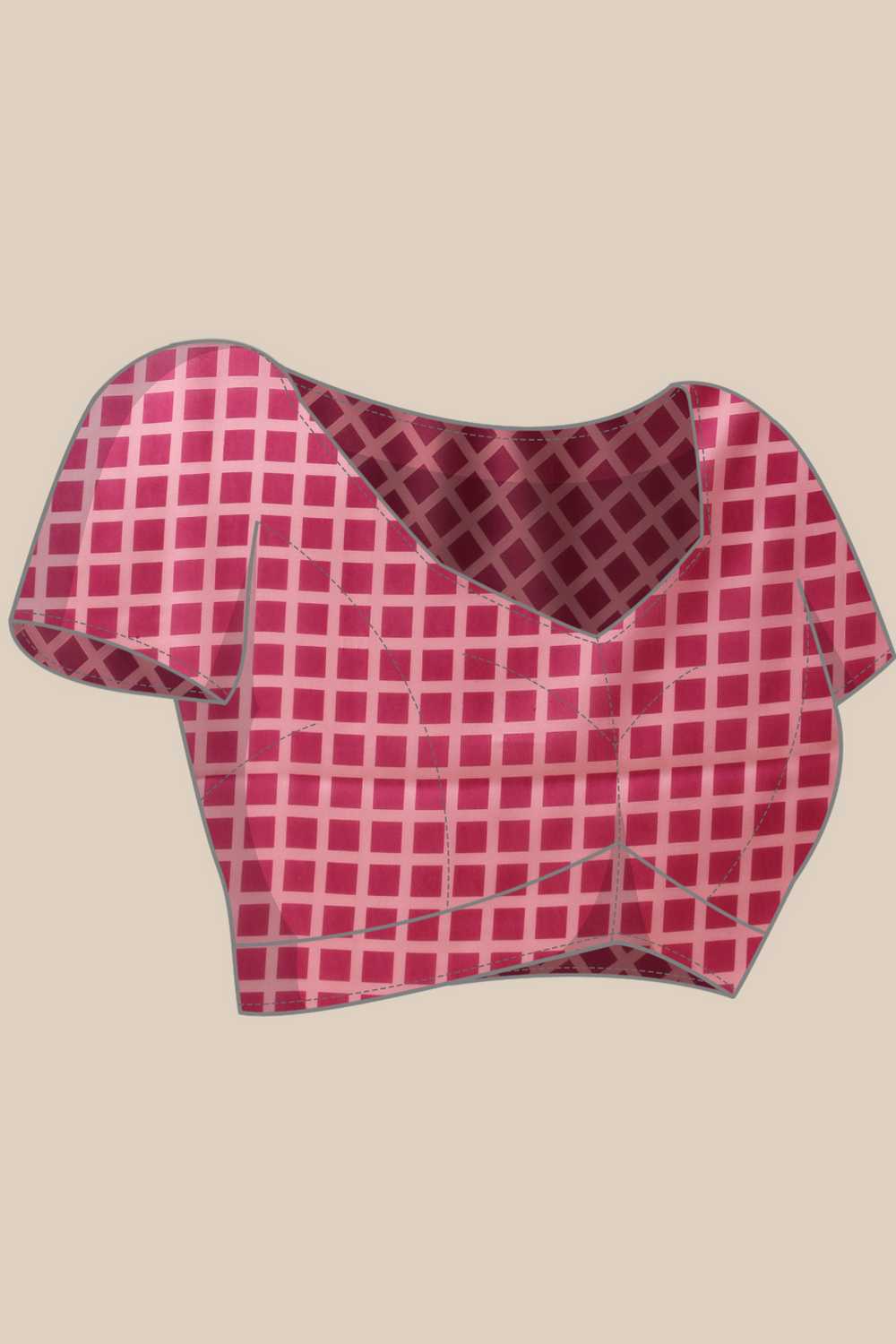 Eva Pink Mul Cotton Striped Digital Printed Ready to Wear One Minute Saree