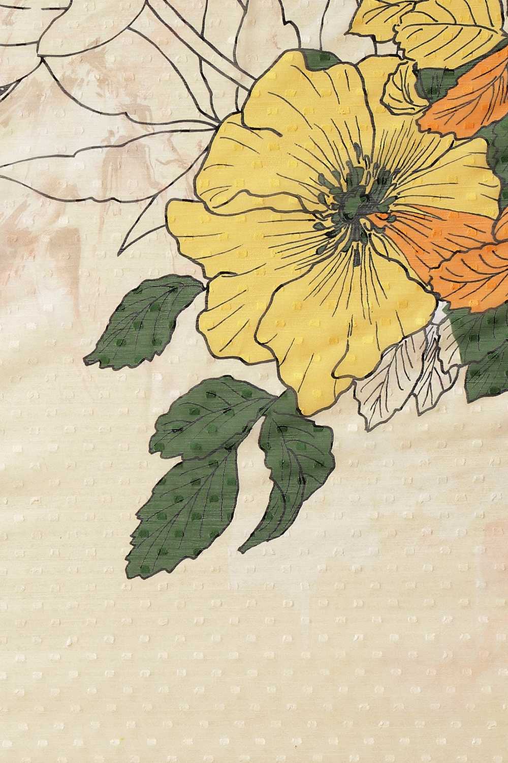 Corrine Yellow Chiffon Floral Digital Printed Ready to Wear One Minute Saree