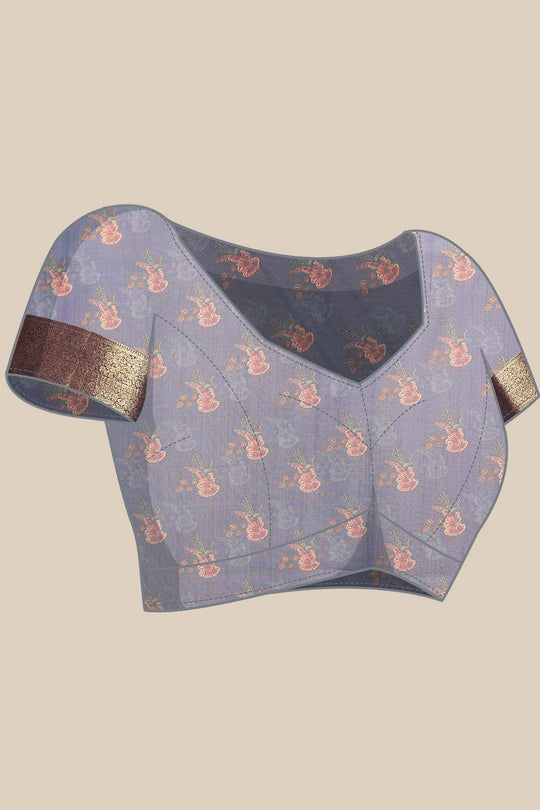 Maja Blue Soft Silk Kalamkari Printed Ready to Wear Saree