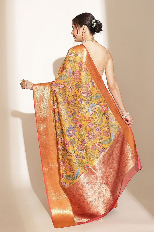 Ella Soft Silk Kalamkari Printed Ready to Wear Saree