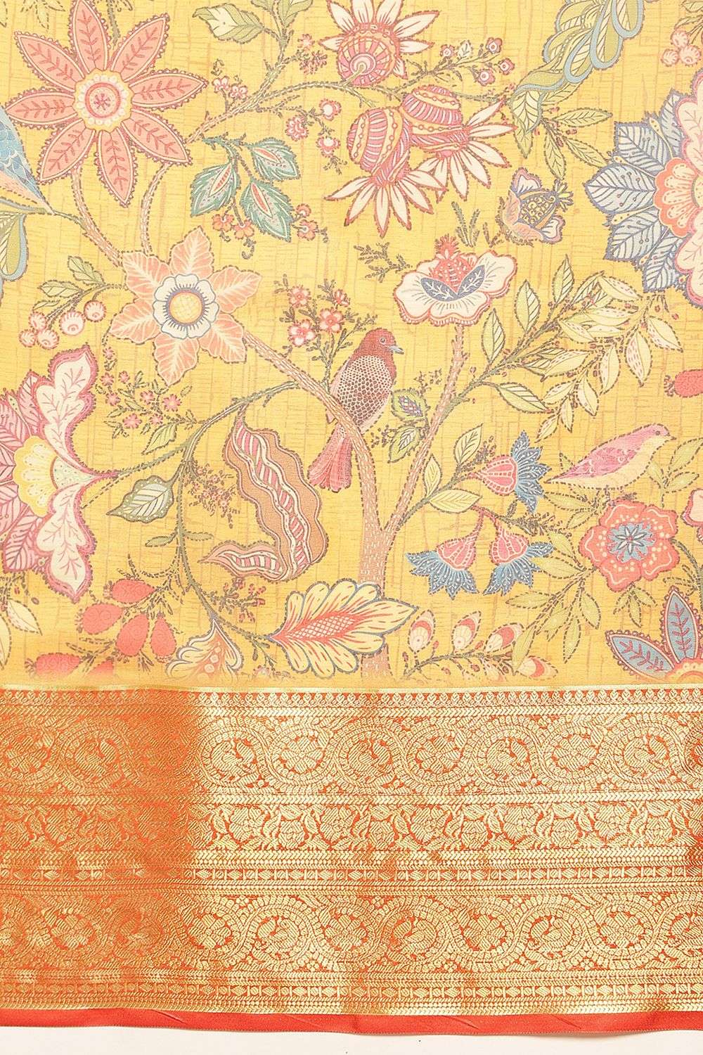 Ella Soft Silk Kalamkari Printed Ready to Wear Saree