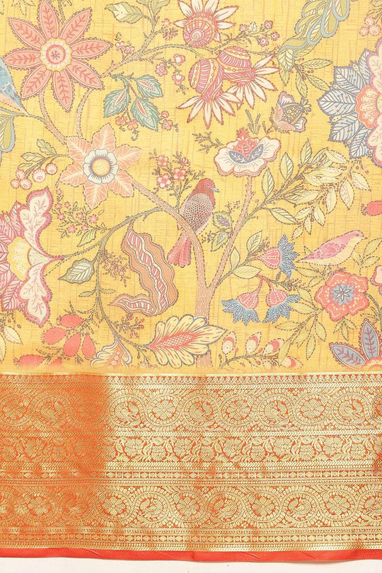 Ella Soft Silk Kalamkari Printed Ready to Wear Saree