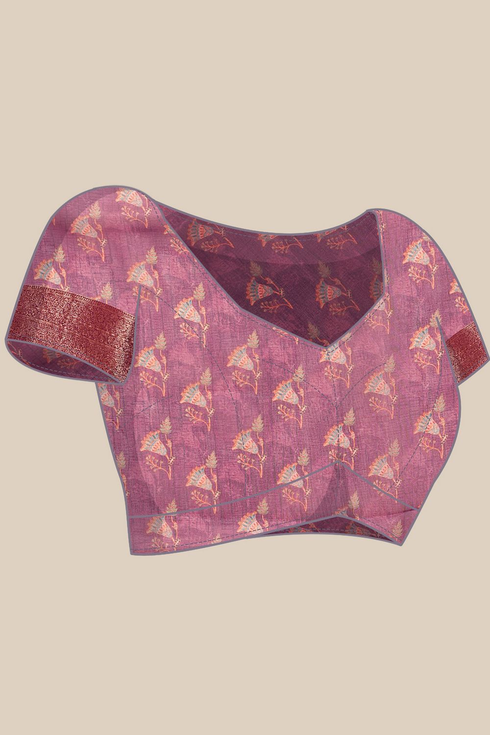 Rosa Purple Soft Silk Kalamkari Printed Ready to Wear Saree