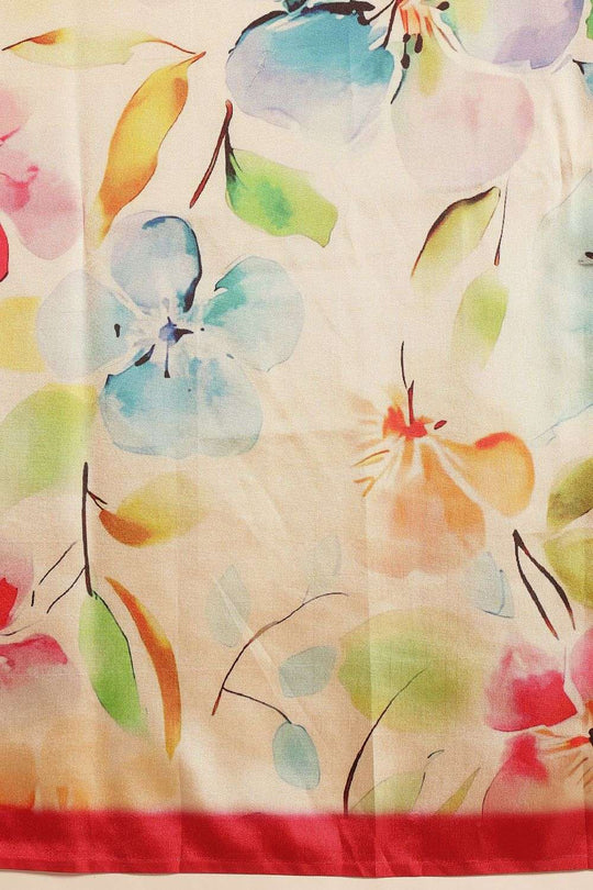 Megha Beige Soft Silk Floral Printed Ready to Wear Saree