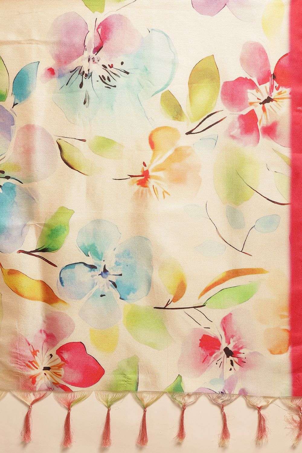 Megha Beige Soft Silk Floral Printed Ready to Wear Saree
