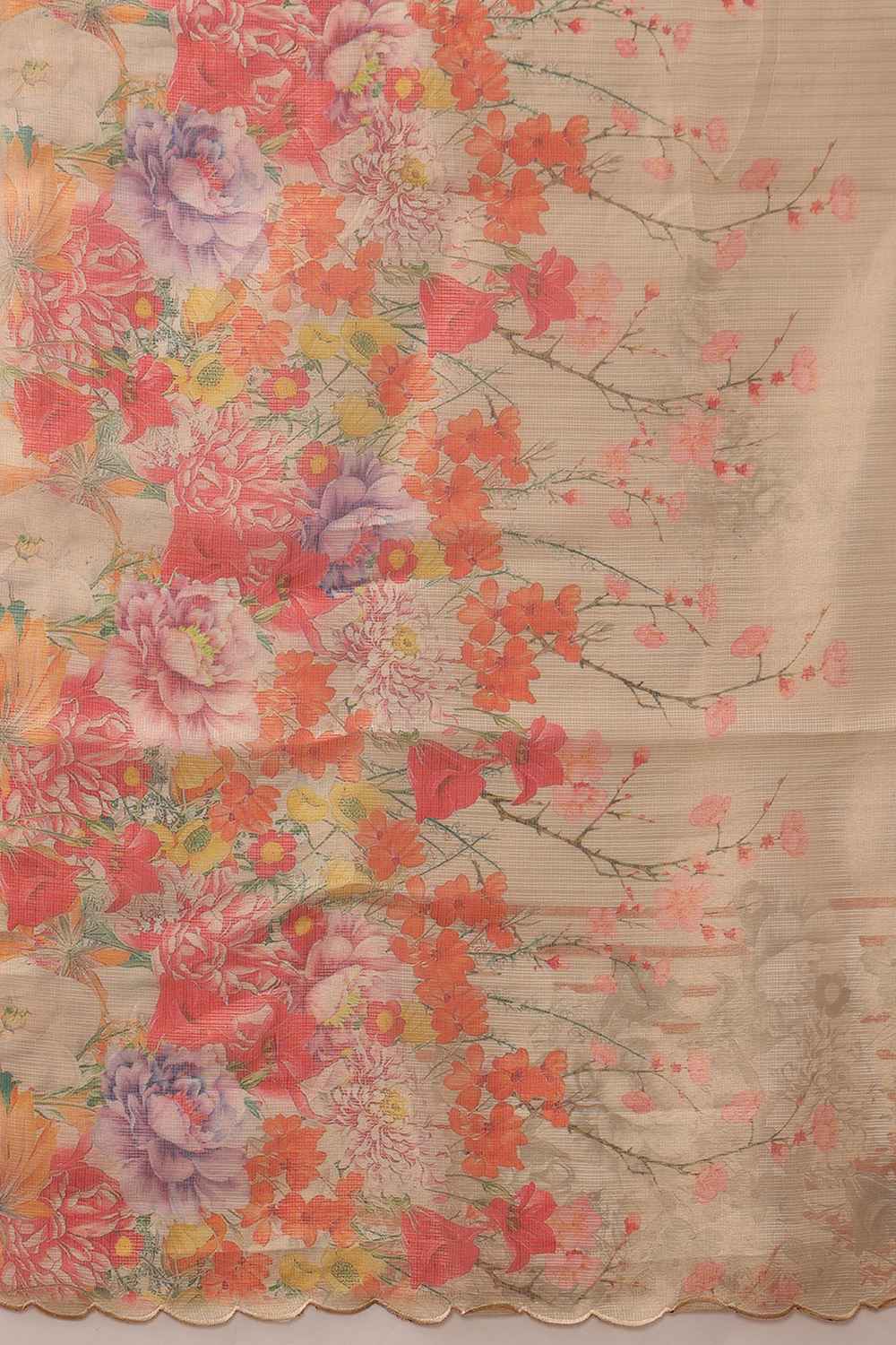 Anise Beige Tissue Floral Digital Printed Ready to Wear One Minute Saree