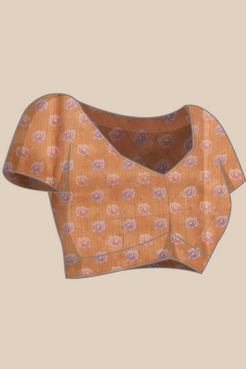 Anise Beige Tissue Floral Digital Printed Ready to Wear One Minute Saree