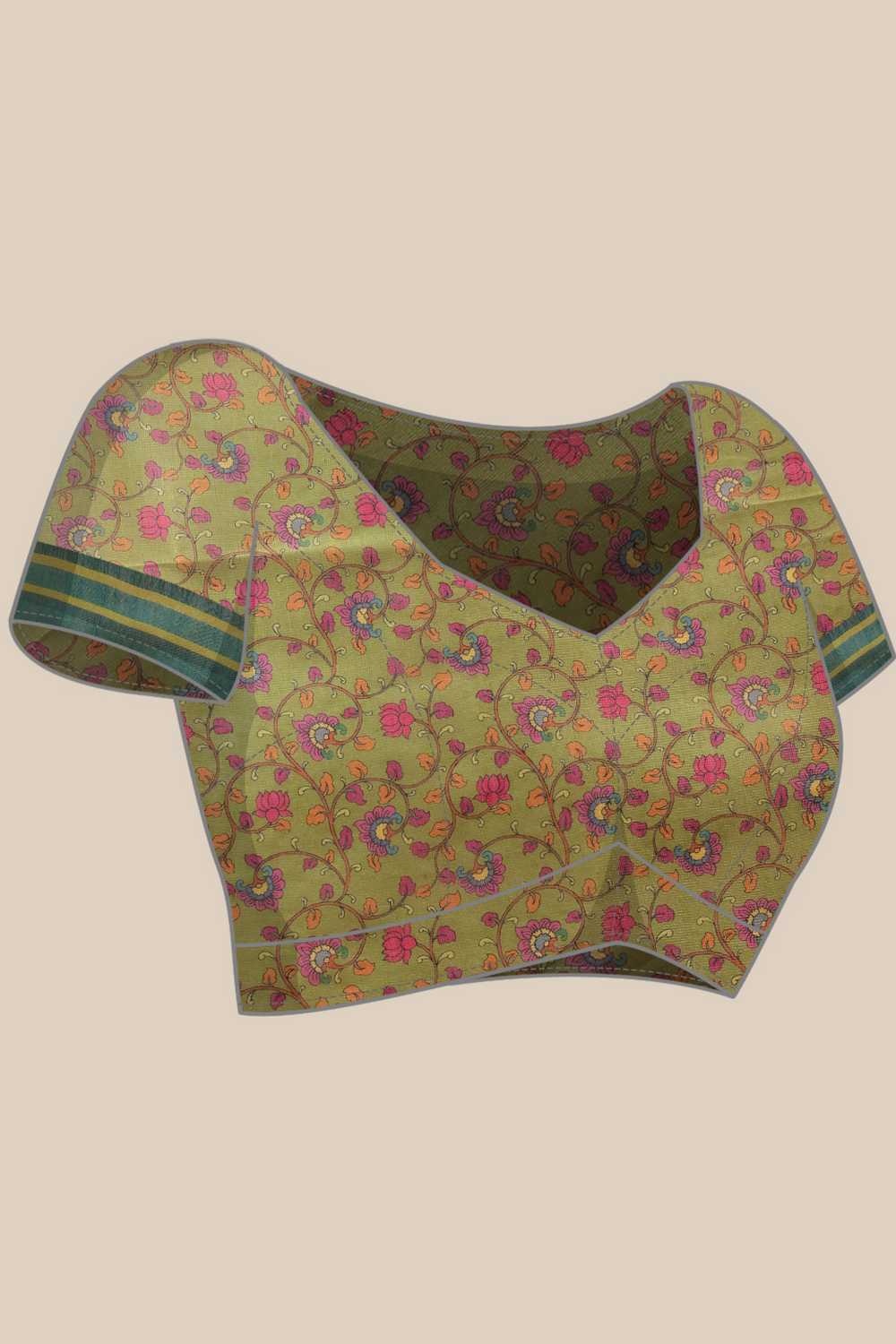 Zora Teal Cotton Blend Striped Digital Printed Ready to Wear One Minute Saree