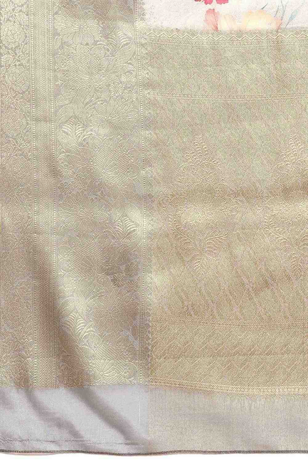 Anise Grey Tissue Floral Digital Printed Ready to Wear One Minute Saree