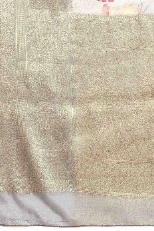 Anise Grey Tissue Floral Digital Printed Ready to Wear One Minute Saree