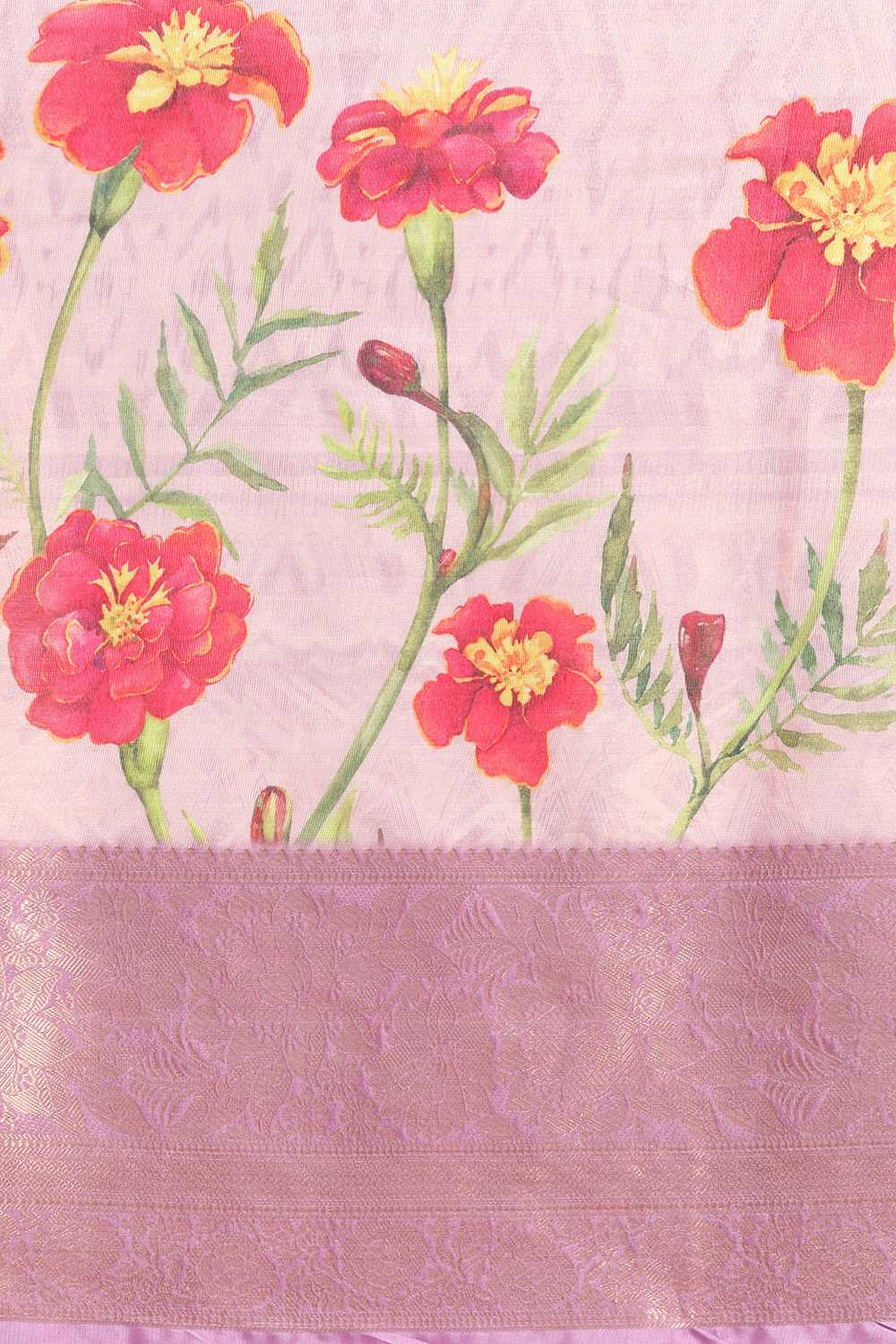 Anise Lavender Tissue Floral Digital Printed Ready to Wear One Minute Saree