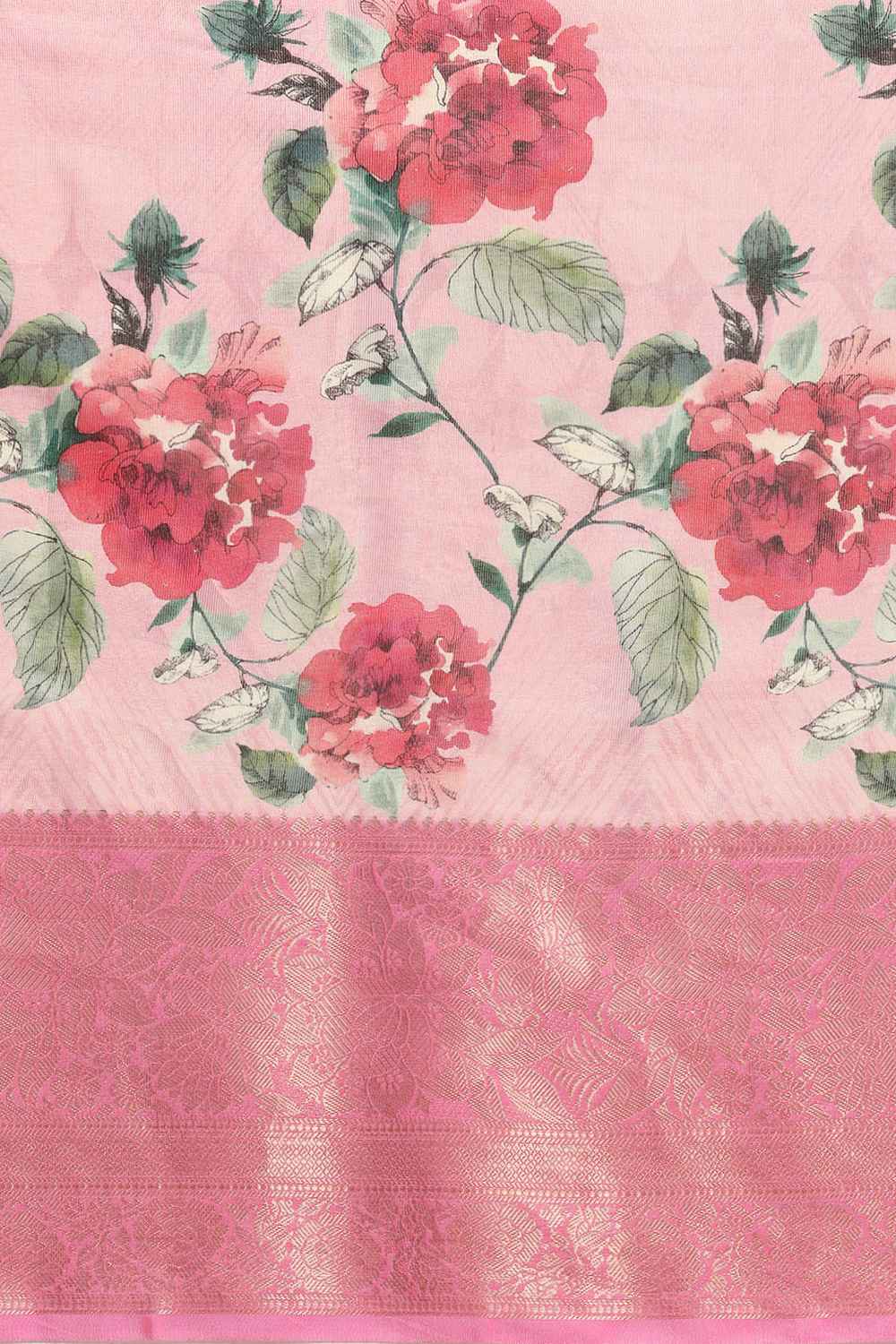 Anise Pink Tissue Floral Digital Printed Ready to Wear One Minute Saree