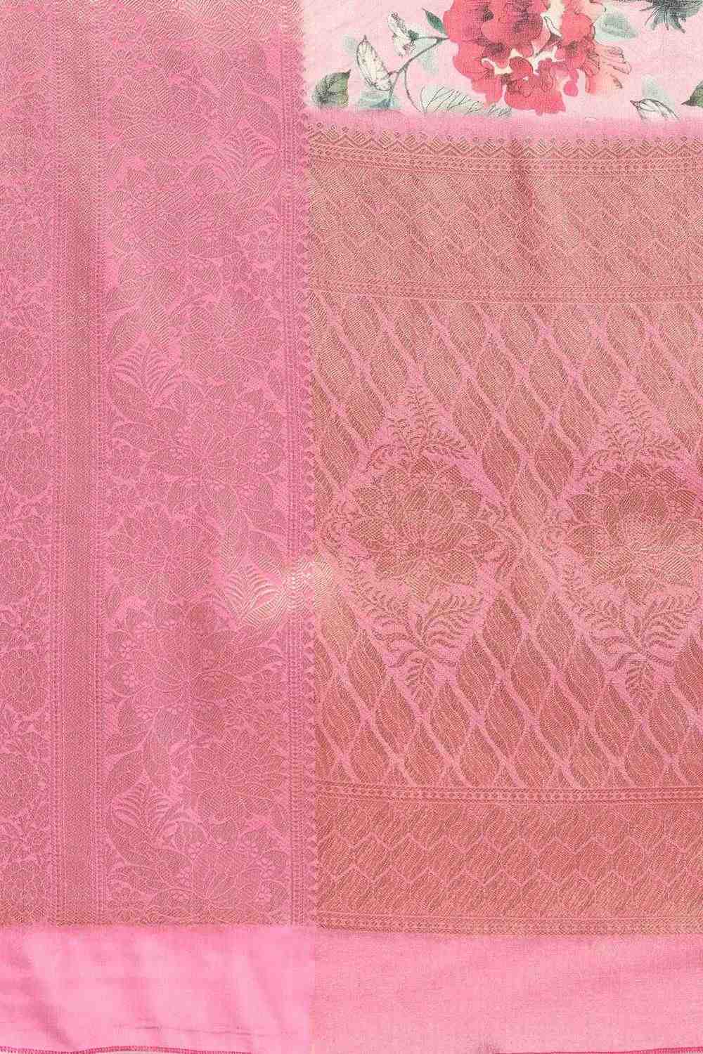 Anise Pink Tissue Floral Digital Printed Ready to Wear One Minute Saree