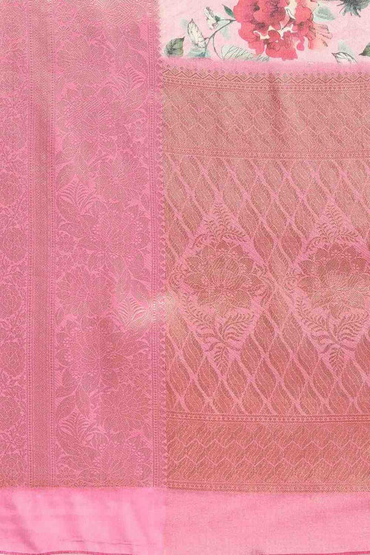 Anise Pink Tissue Floral Digital Printed Ready to Wear One Minute Saree