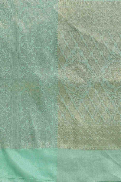 Anise Teal Tissue Floral Digital Printed Ready to Wear One Minute Saree
