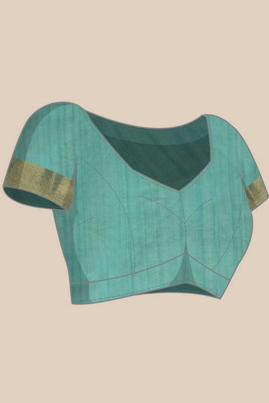 Diana Teal Kota Doria Floral Embroidered Ready to Wear One Minute Saree