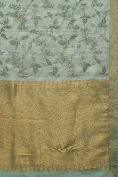 Diana Green Kota Doria Floral Embroidered Ready to Wear One Minute Saree