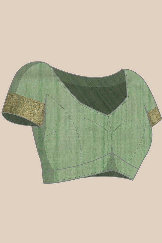 Diana Green Kota Doria Floral Embroidered Ready to Wear One Minute Saree