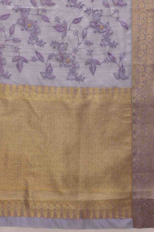 Diana Lavender Kota Doria Floral Embroidered Ready to Wear One Minute Saree