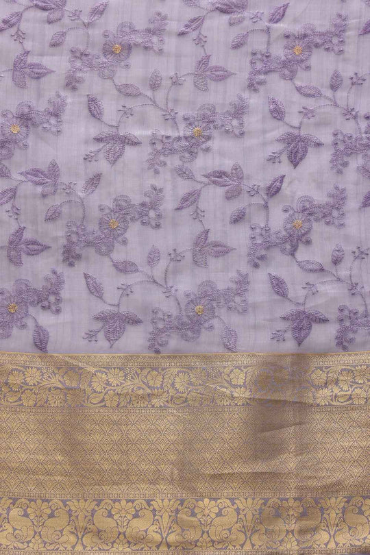 Diana Lavender Kota Doria Floral Embroidered Ready to Wear One Minute Saree