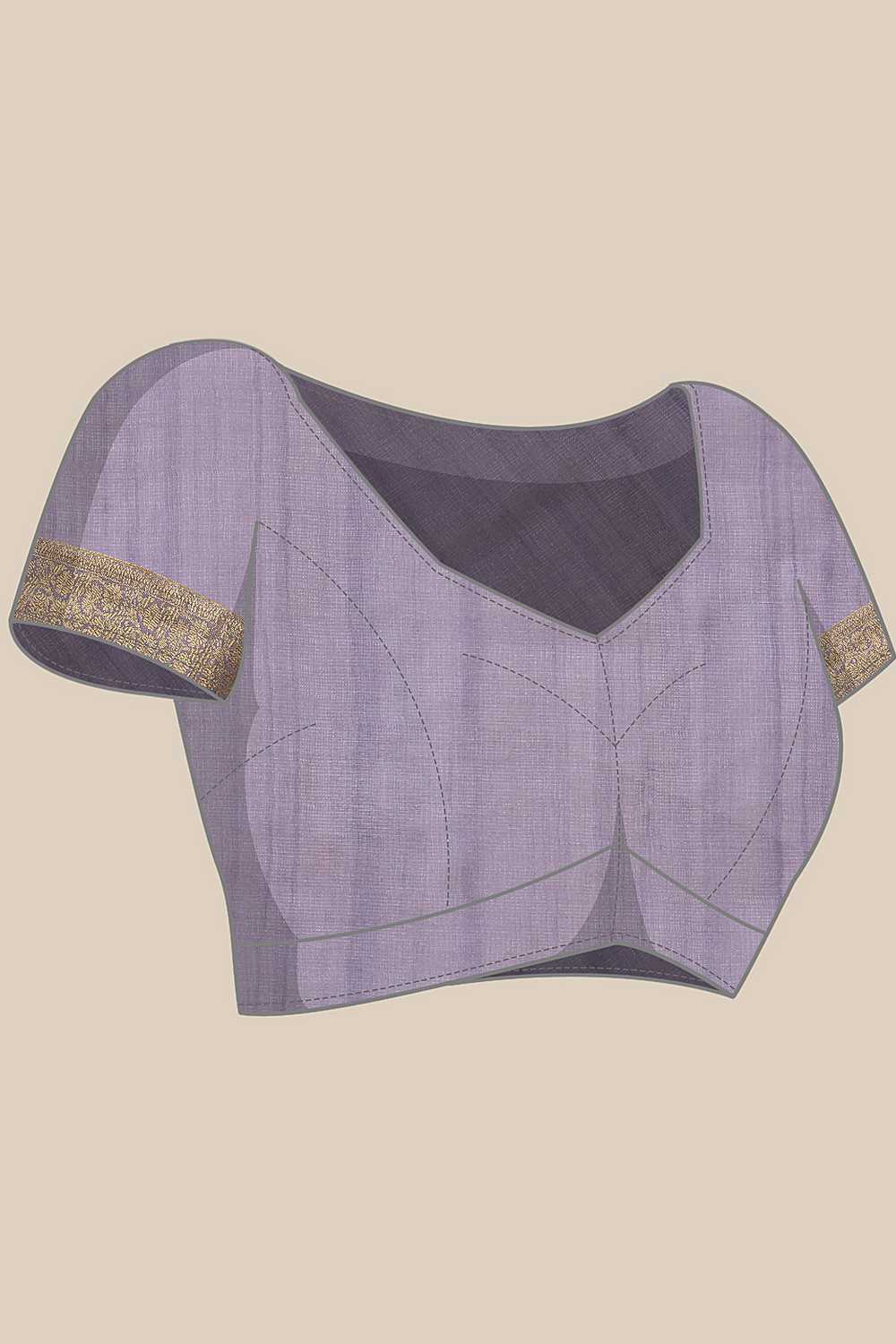 Diana Lavender Kota Doria Floral Embroidered Ready to Wear One Minute Saree