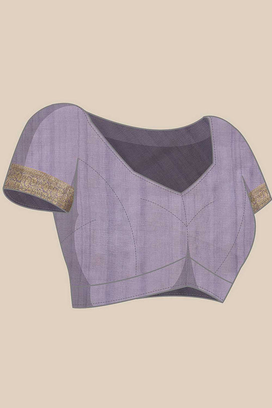 Diana Lavender Kota Doria Floral Embroidered Ready to Wear One Minute Saree